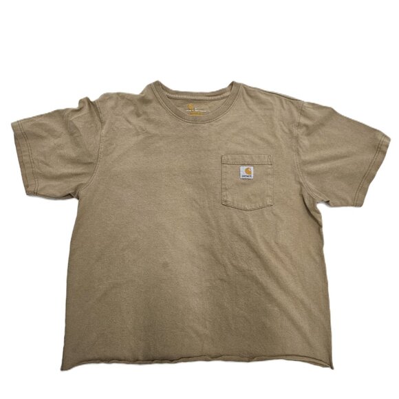 Carhartt Pocket Tee Shirt, Size Large, Tan Beige Brown Work, Preowned - Picture 1 of 4
